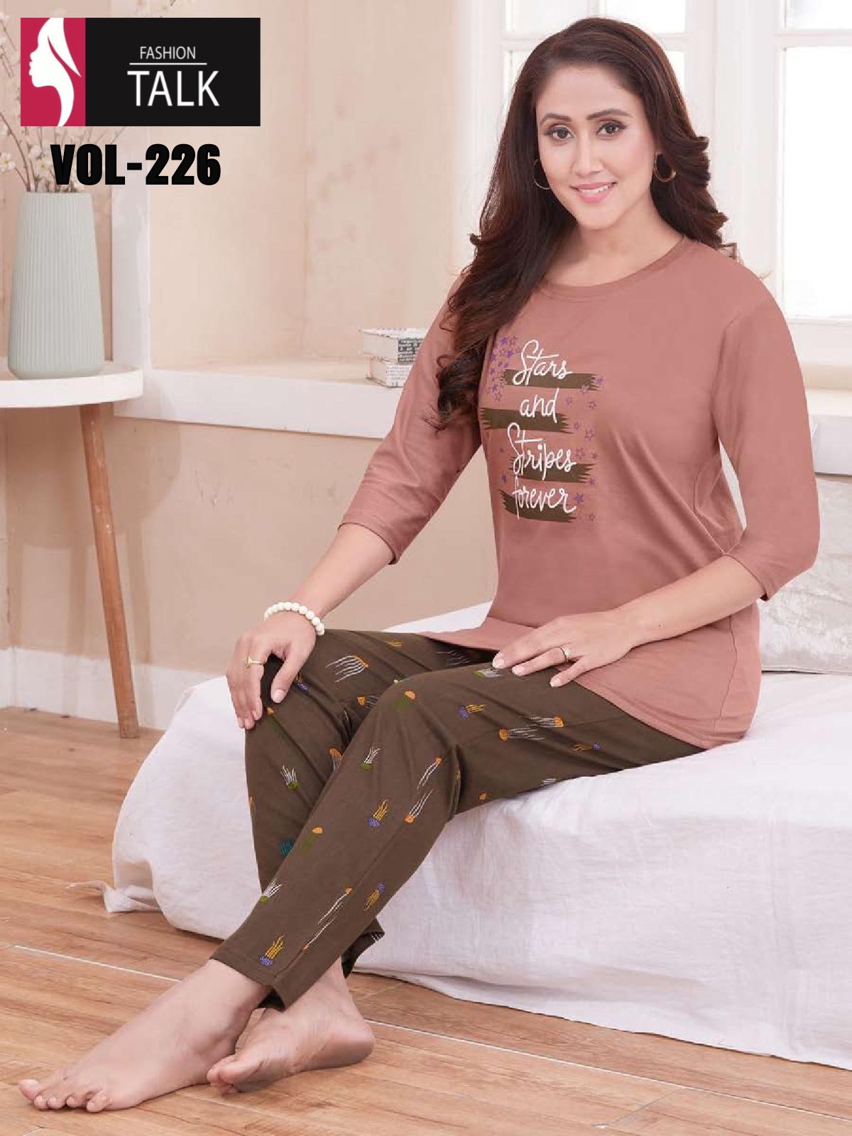 Ft 226 Night Wear Hosiery Cotton Printed Wholesale Night Suits Collection